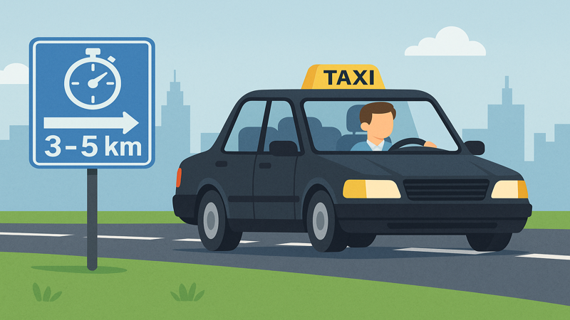 3.タクシー10分で進める距離と所要時間の目安