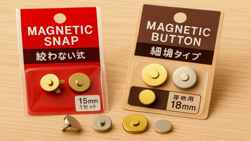2.100均で買える縫わないマグネットボタンの種類