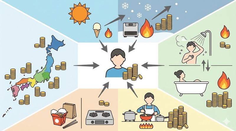 2.一人暮らしのガス代を季節別・地域別に解説