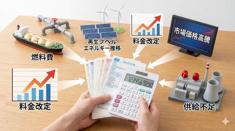 1.電気代が倍になった主な原因