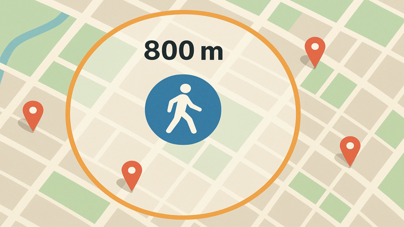 1. 飲食店 800m 以内の基本的な探し方