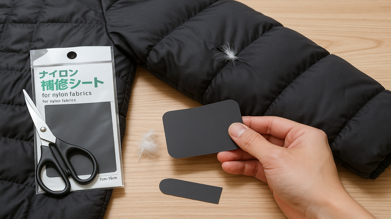 2.ダイソーのナイロン補修シートでダウンジャケットの穴あきを修理する方法