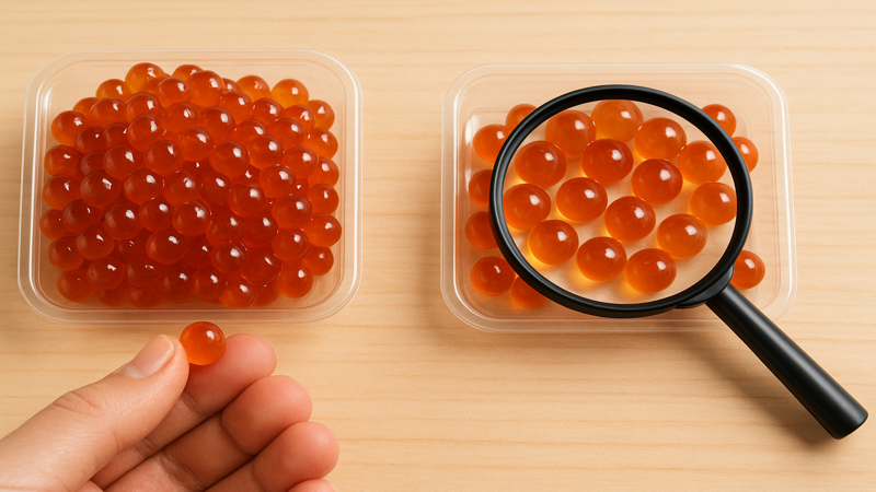 3.本物のいくらと人工いくらの見分け方