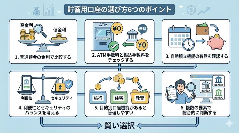 2.貯蓄用口座の選び方6つのポイント