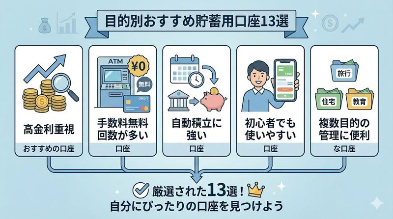 3.目的別おすすめ貯蓄用口座13選