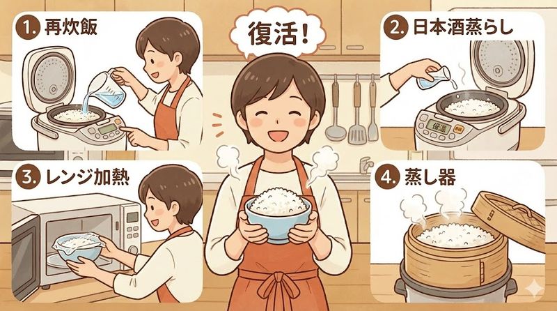 2.固いご飯をすぐに復活させる方法