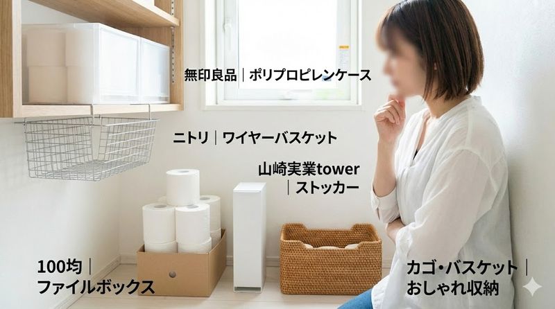 3.人気アイテムを使ったトイレットペーパー収納実例