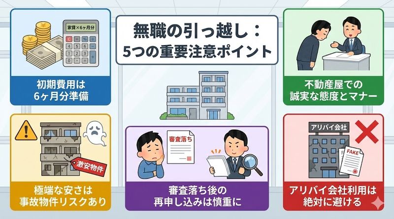 4.無職の引っ越しで注意すべきポイント