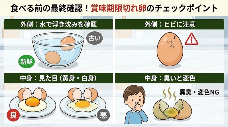 2.賞味期限切れ5日の卵を食べる前の確認ポイント