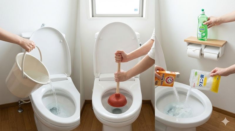 4.少しずつ流れるトイレつまりの自分でできる対処法