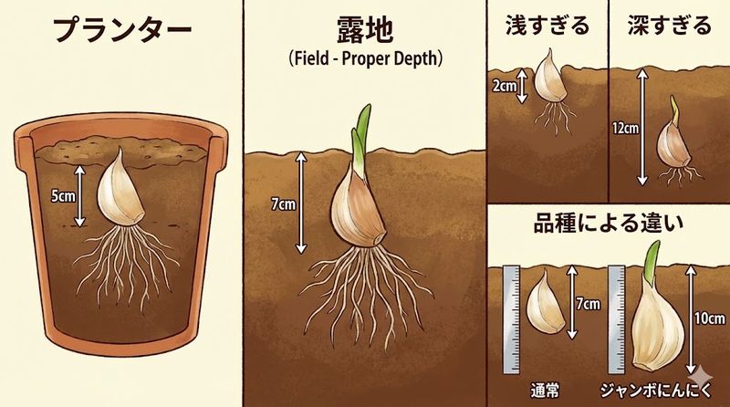 1.にんにくの植え付けの深さは何cmが正解？