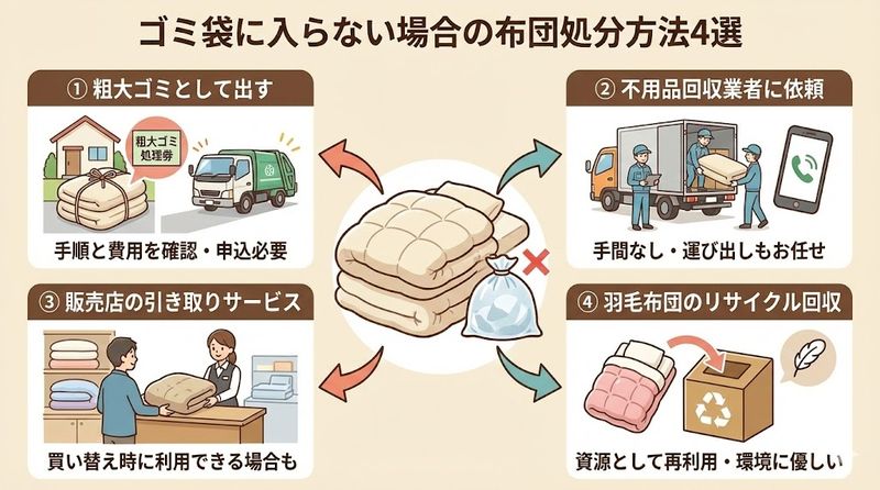 4.ゴミ袋に入らない場合の布団処分方法