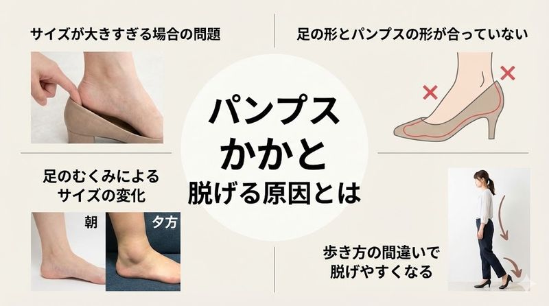 1.パンプス かかと 脱げる原因とは