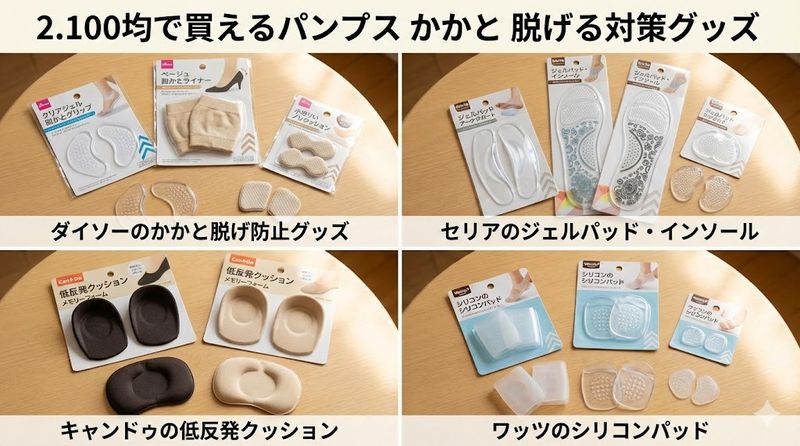 2.100均で買えるパンプス かかと 脱げる対策グッズ
