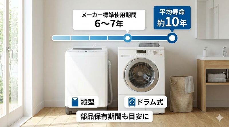 1.洗濯機の寿命は何年?平均的な使用年数と判断基準
