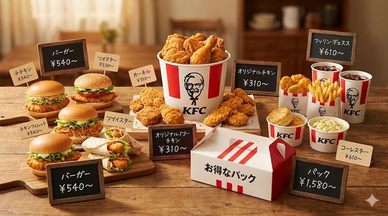 3.ケンタッキーの主要メニューと価格の目安