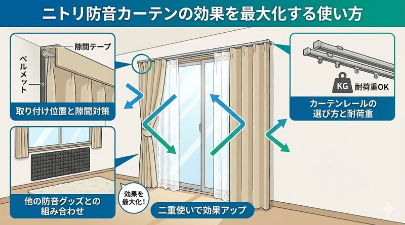 4.ニトリ防音カーテンの効果を最大化する使い方