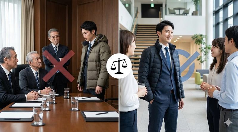 1.スーツにダウンジャケットは本当にNG?マナーの真実