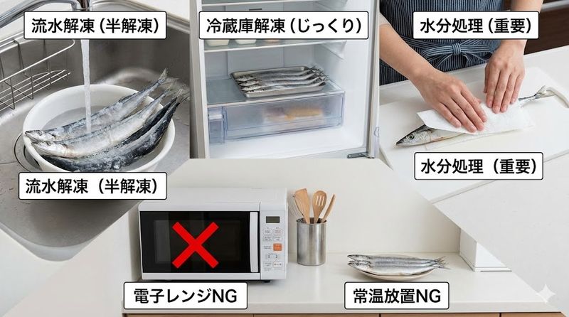 2.冷凍さんまの正しい解凍方法