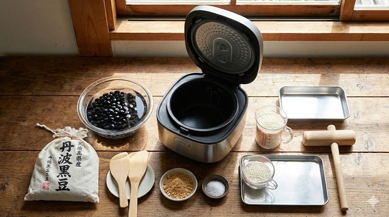 1.餅つき機で作る黒豆餅の基本