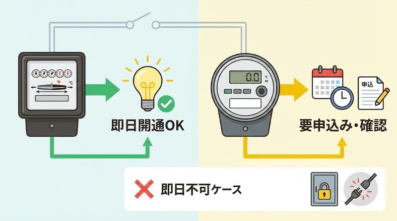 1.電気の即日開通が可能な条件とは