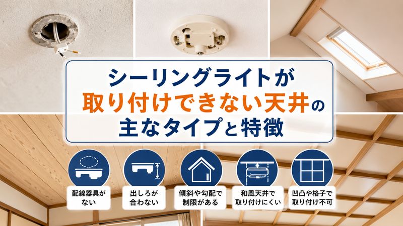 1.シーリングライトが取り付けできない天井のタイプとは