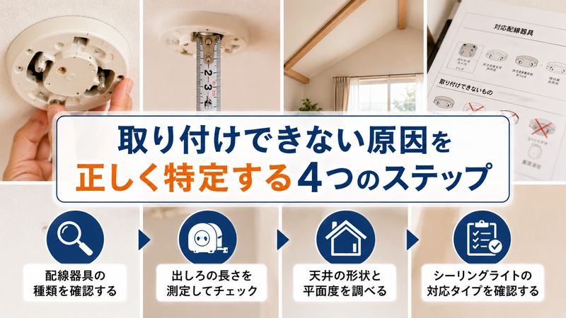 2.シーリングライトが取り付けできない原因を特定する方法