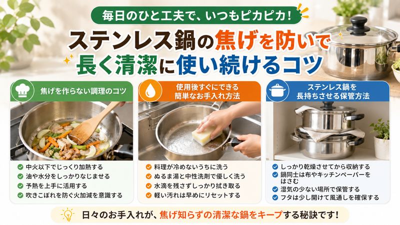 4.ステンレス鍋の焦げを防ぐ日々のお手入れ