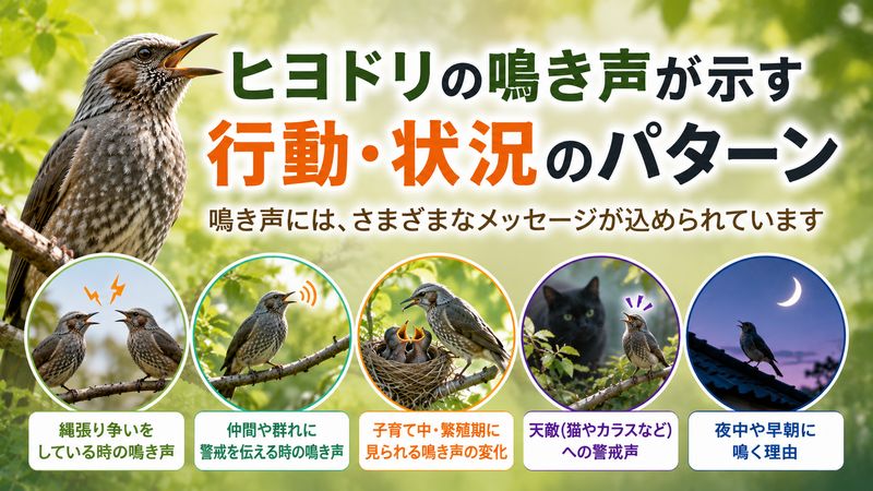 2.ヒヨドリの鳴き声が示す行動・状況のパターン