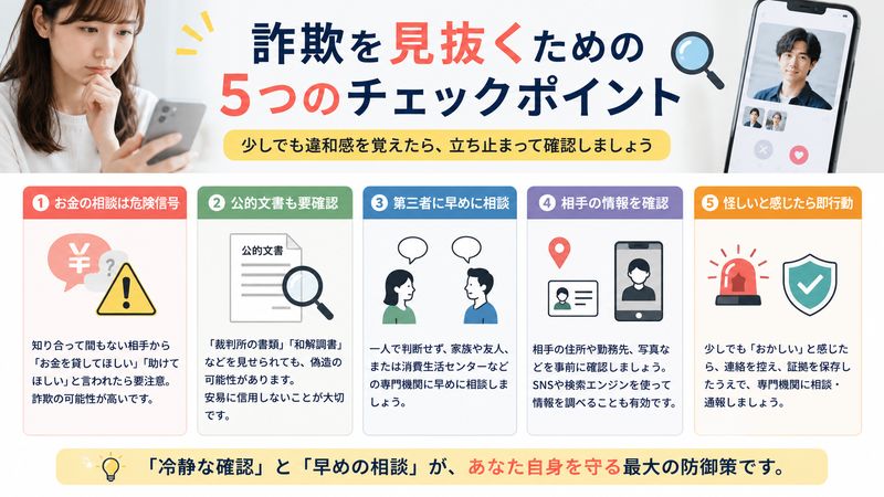 3.マッチングアプリ詐欺を見抜くためのチェックポイント