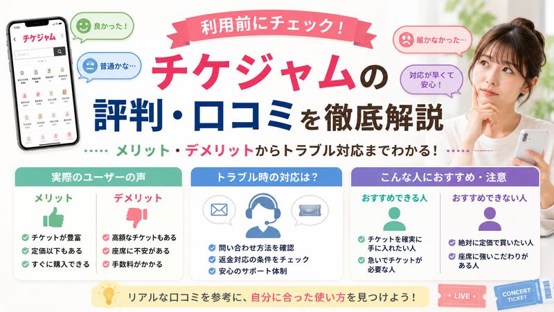 4. チケジャムの評判・口コミと利用前に知っておくべきこと