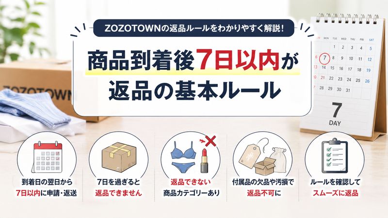 1.ZOZOTOWNの返品期限は「商品到着後7日以内」が基本ルール
