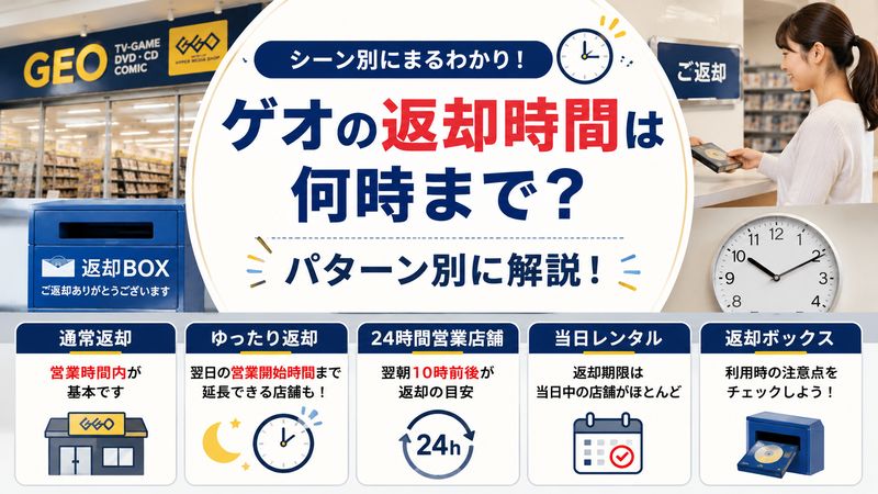 2.ゲオの返却時間は何時まで?パターン別に解説