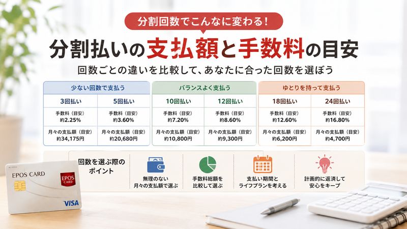 3.分割回数別の支払額と手数料の目安