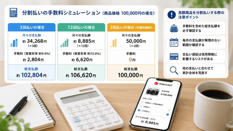 3.【具体例】分割払いの手数料シミュレーション