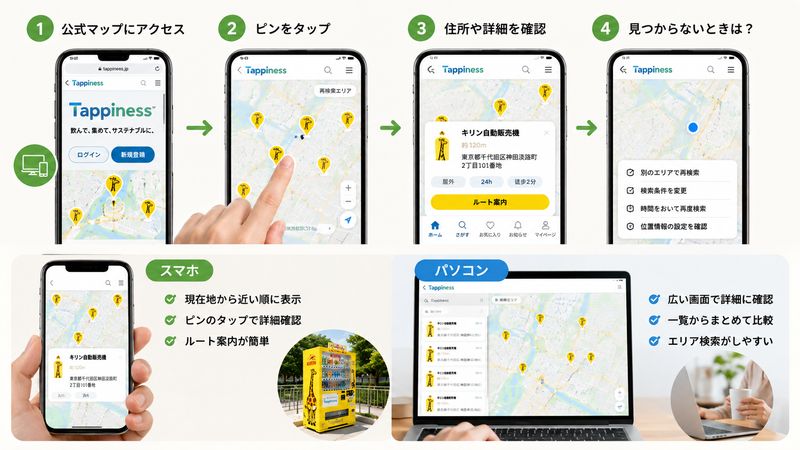 2.キリン自動販売機マップの使い方