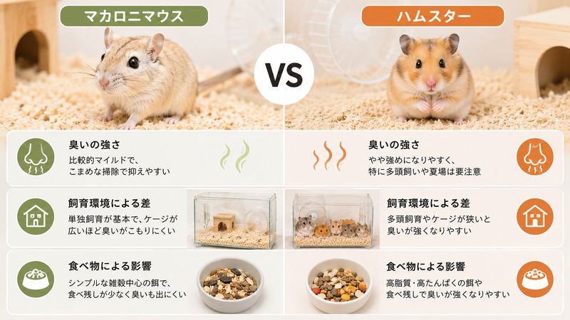 3.マカロニマウスとハムスターの臭いの違い
